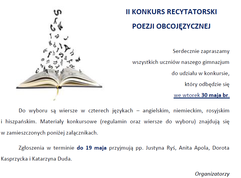 Read more about the article II Konkurs Recytatorski Poezji Obcojęzycznej